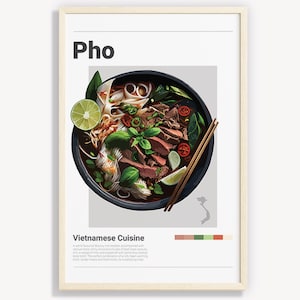 AFFICHE PHO | Décoration murale minimaliste vietnamienne | Illustration d'art affiche d'impressions numériques | Téléchargement instantané | Viêt Nam