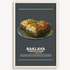 BAKLAVA TURKISH POSTER | Turkish Food Poster | Minimalist Wall Art Decor | Digital Prints Poster Art Illustration | Instant Download