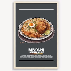 Indian Biryani Art Print: Minimalist Food Poster (Digital Download