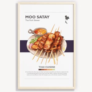 Thai Moo Satay Poster: Minimalist Food Art (Digital Download)