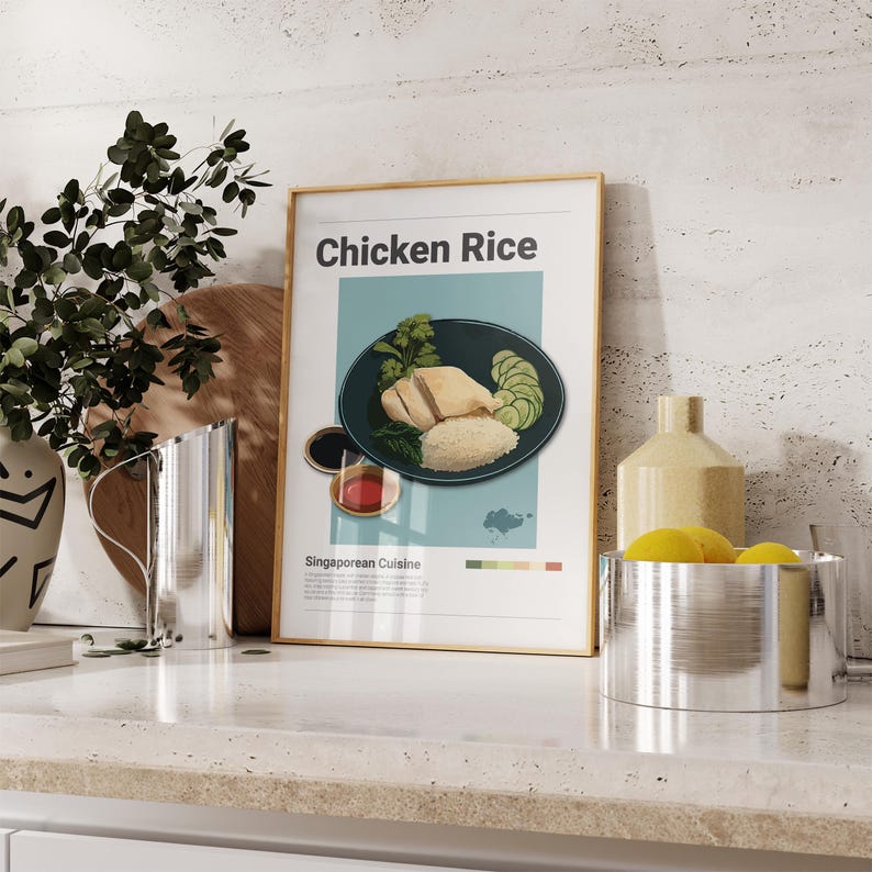 Singapore Chicken Rice Poster: Minimalist Food Art (digital Download ...