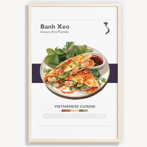 BANH XEO | Decoração minimalista de arte de parede vietnamita | Ilustração de arte de pôster de impressões digitais | Download instantâneo | Vietnã