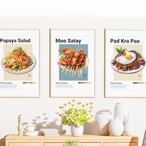 Thai Food Art Prints: Minimalist Kitchen Wall Decor (Digital Download)