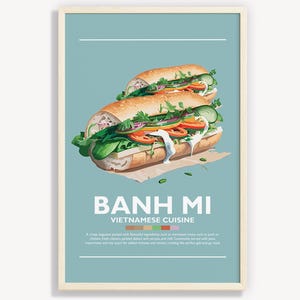 BANH MI POSTER | Decoração minimalista de arte de parede vietnamita | Ilustração de arte de pôster com impressões digitais | Download instantâneo | Vietnã