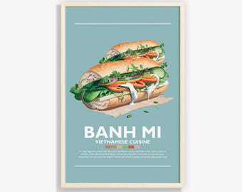 Affiche Banh Mi : art culinaire vietnamien minimaliste (téléchargement numérique)