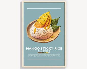 Poster Thai Mango Sticky Rice : impression d'art minimaliste (téléchargement numérique)