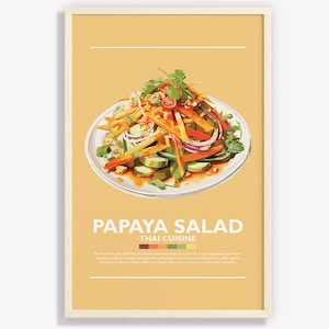 THAI PAPAYA SALAD Minimalist Poster | Wall Art Decor | Digital Prints Poster Art Illustration | Instant Download | Thailand