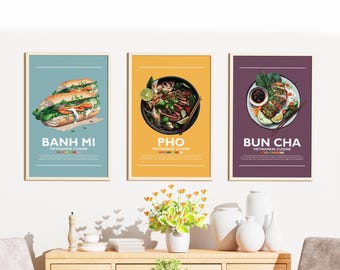 Impressions d'art culinaire vietnamienne : Pho, Bun Cha, Bahn Mi (téléchargement numérique)
