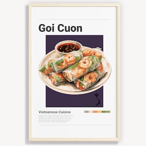 GOI CUON | Decoração minimalista de arte de parede vietnamita | Ilustração de arte de pôster de impressões digitais | Download instantâneo | Rolinhos primavera vietnamitas