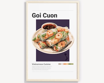 Impression Goi Cuon : art minimaliste vietnamien de rouleaux de printemps (téléchargement numérique)