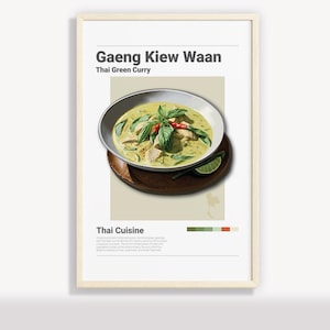 THAI GREEN CURRY Poster | Minimalist Wall Art Decor | Digital Prints Poster Art Illustration | Instant Download | Thailand