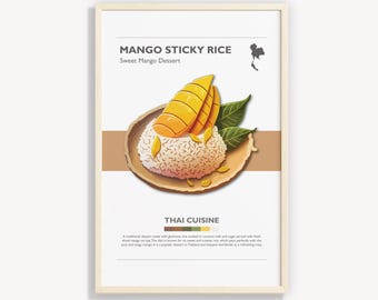 Poster Thai Mango Sticky Rice : impression d'art minimaliste (téléchargement numérique)