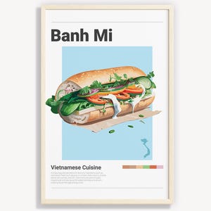 BANH MI POSTER | Minimalist Vietnamese Wall Art Decor | Digital Prints Poster Art Illustration | Instant Download | Vietnam