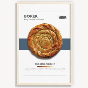Poster Borek turc : impression d&#39;art culinaire minimaliste (téléchargement numérique)