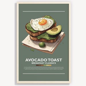 AVOCADO TOAST POSTER | Breakfast Poster | Minimalist Wall Art Decor | Digital Prints Poster Art Illustration | Instant Download