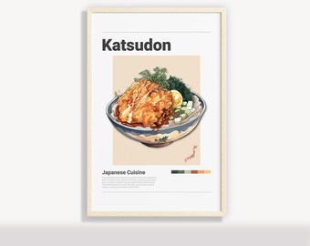Poster Katsudon : oeuvre d'art murale japonaise minimaliste (téléchargement numérique)