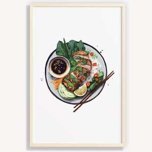 Bun Cha Poster: Minimalist Vietnamese Food Art (Digital Download)