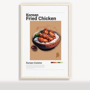 KOREANISCHES braten Huhn Minimalist Poster | Wand Kunst Dekor | Digitale Drucke Poster Kunst Illustration | Sofort Download