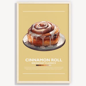 Cinnamon Roll Poster: Minimalist Breakfast Art (Digital Download)