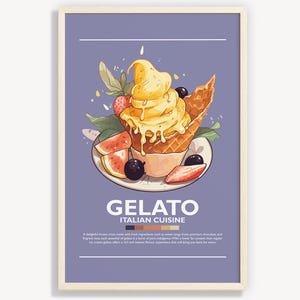 Italian Gelato Poster: Minimalist Kitchen Art Print (Digital Download