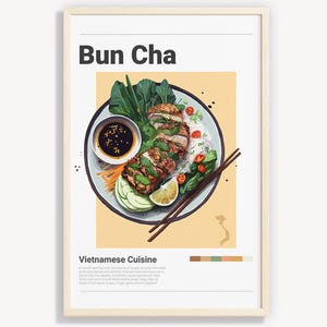 PÔSTER BUN CHA | Decoração minimalista de arte de parede vietnamita | Ilustração de arte de pôster com impressões digitais | Download instantâneo | Vietnã