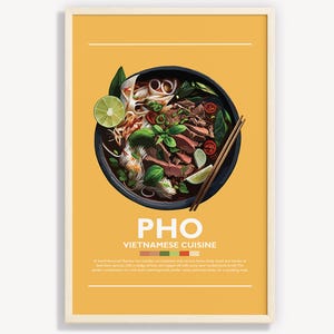 AFFICHE PHO | Décoration murale minimaliste vietnamienne | Illustration d'art affiche d'impressions numériques | Téléchargement instantané | Viêt Nam