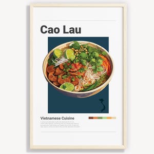 PÔSTER CAO LAU | Decoração minimalista de arte de parede vietnamita | Ilustração de arte de pôster com impressões digitais | Download instantâneo | Rolinhos primavera vietnamitas