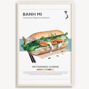 BANH MI POSTER | Minimalist Vietnamese Wall Art Decor | Digital Prints Poster Art Illustration | Instant Download | Vietnam