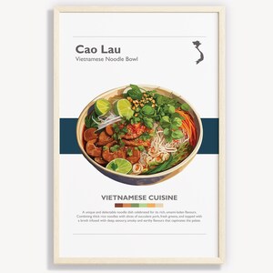 PÔSTER CAO LAU | Decoração minimalista de arte de parede vietnamita | Ilustração de arte de pôster com impressões digitais | Download instantâneo | Rolinhos primavera vietnamitas