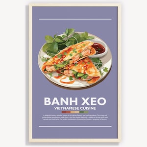 BANH XEO | Decoração minimalista de arte de parede vietnamita | Ilustração de arte de pôster de impressões digitais | Download instantâneo | Vietnã