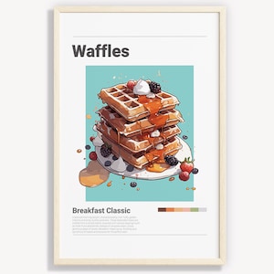 WAFFLES POSTER | Breakfast Poster | Minimalist Wall Art Decor | Digital Prints Poster Art Illustration | Instant Download