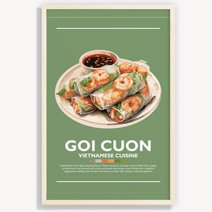 GOI CUON | Decoração minimalista de arte de parede vietnamita | Ilustração de arte de pôster de impressões digitais | Download instantâneo | Rolinhos primavera vietnamitas