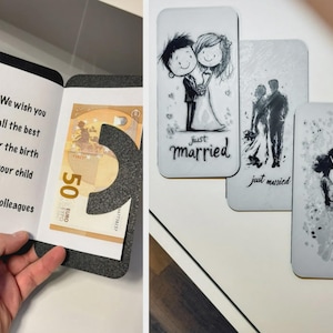 3D Hochzeitskarte Just Married | Geldscheinhalter | Auswahl aus 3 Designs | Hochzeitsgeschenk modern | PLA 3D-Druck | Karte ohne Umschlag