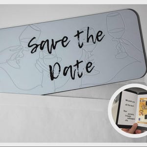 Save the Date Karte 3D | Geldscheinhalter integriert | Einladung modern | PLA 3D-Druck | Hochzeit Geburtstag Event