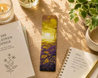 Golden Meadow Fantasy Bookmark – Sunset Field Bookmark | Cottagecore | Floral Fantasy | Booktok Gift