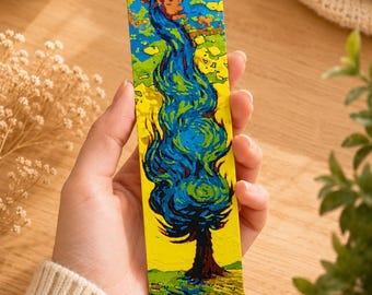 Starry Night Tree – Artistic Bookmark in a Swirl of Colors | 3D Printed Bookmark for Book Lovers