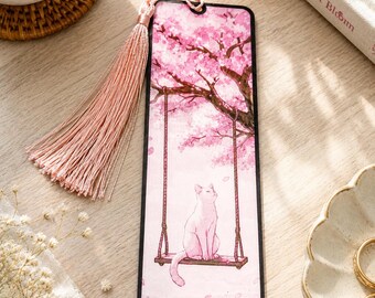 Sakura Cat Bookmark – A Cat's Dream | Cherry Blossom Bookmark | Cozy Bookmark Aesthetic | Gift for Readers