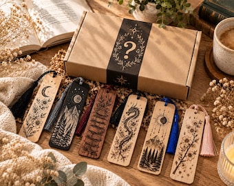 Wooden Bookmark Mystery Box | 5 for the price of 3 | Maple, Mahogany & Black Stained Maple | Gift for Book Lovers