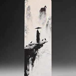 Der stille Wanderer – Black & White Hueforge 3D-gedrucktes Lesezeichen | Mystisches Motiv