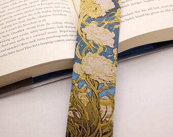 Golden Bloom Art Nouveau Bookmark – Floral Fantasy Bookmark | Cottagecore | Elegant Flower Design | Bookmark Gift