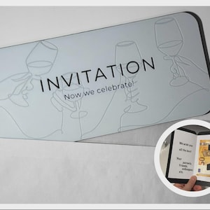 3D Invitation Card | Modern Party Invite with Cash Holder | Now we celebrate | PLA Eco Print | Wedding, Birthday, Event Invite