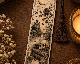 Gothic bookmark made of 3.2 mm solid wood | Premium wood fantasy bookmark | Dark Romance & Dark Academia | Gift for book lovers