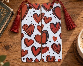 Heart Bookmark Set – Set of 2 3D Printed Bookmarks – Red Hearts – Gift for Book Lovers – BookTok Gift