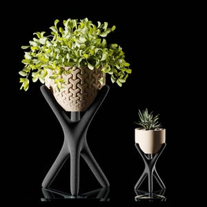 Plant Stand Sculpture Large or Small | Modern Plant Stand 30 cm / 16 cm | 3D Printed Flower Pot Holder | Designer Decor