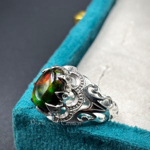 Ethiopian Fire Opal Ring in 925 Sterling Silver – Unique Handmade Statement Jewelry, Fiery Multicolor Gemstone, Vintage Ring, Gift For Him