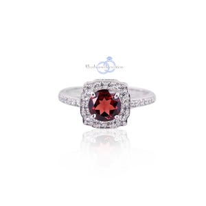 Natural Red Garnet Ring, 925 Sterling Silver, Cz Diamond, Beautiful Garnet Ring For Girls,Wedding Anniversary Ring, Gift For Her