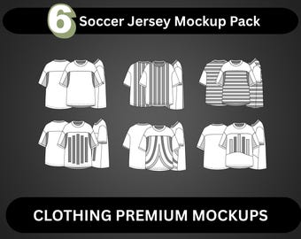 Soccer Jersey Mockup Bundle Streetwear Football Jersey Vector Mockup Pack Football Shirt Tech Pack Clothing Technical Drawing Illustrator