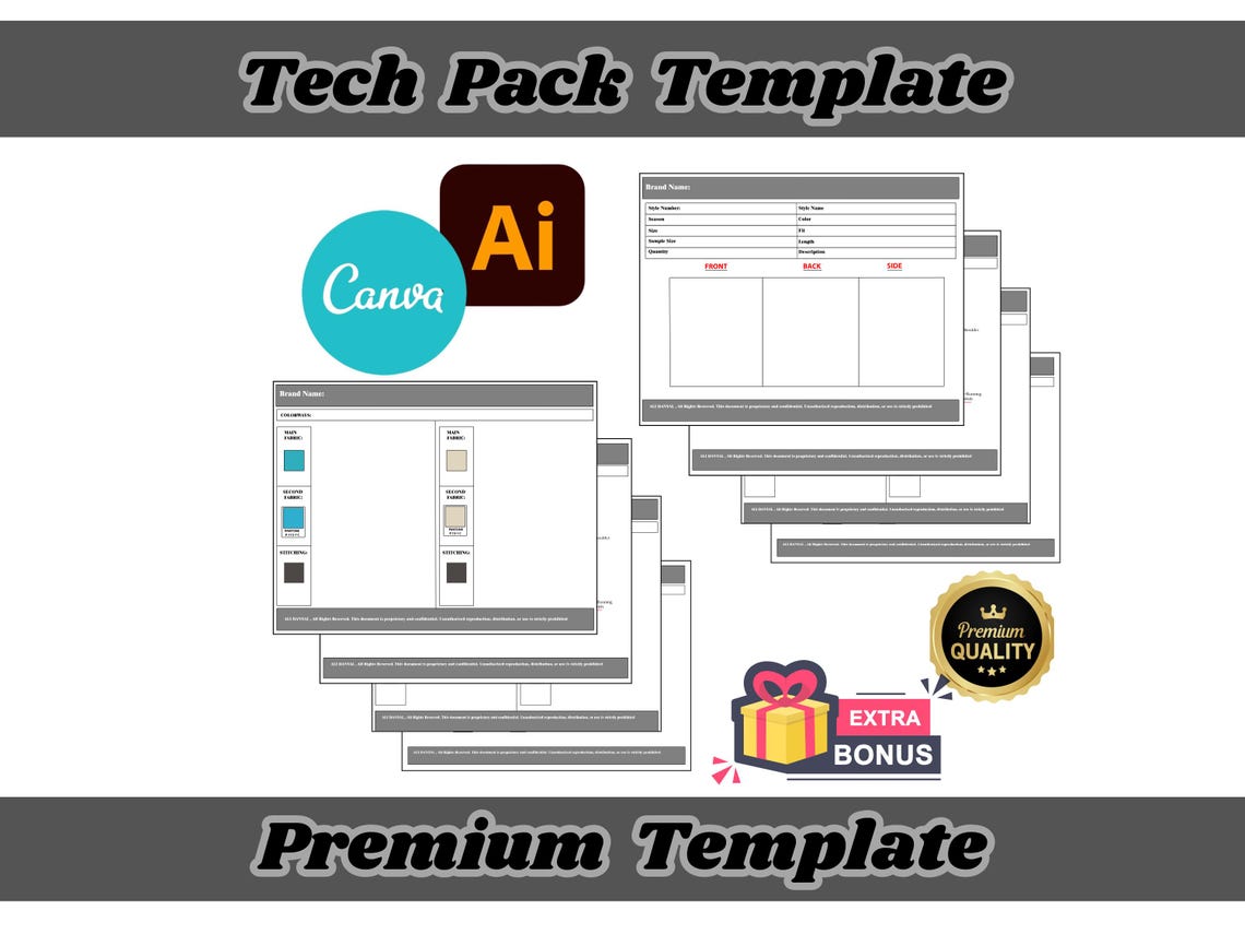 Canva Tech Pack Template Editable 9 Page | Free Sample Hoodie Fashion ...