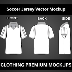 Football Shirt Mockup Streetwear Soccer Jersey Tech Pack Template Football Jersey Vector Mockup Clothing Technical Drawing Illustrator File