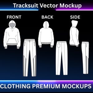 Streetwear Tracksuit Vector Mockup Streetwear Hoodie Tech Pack Clothing Design Fashion TechPack Template Technical Drawing Illustrator File